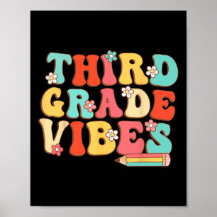 Third Grade Vibes Retro Groovy - 3rd Grade Byck To Poster