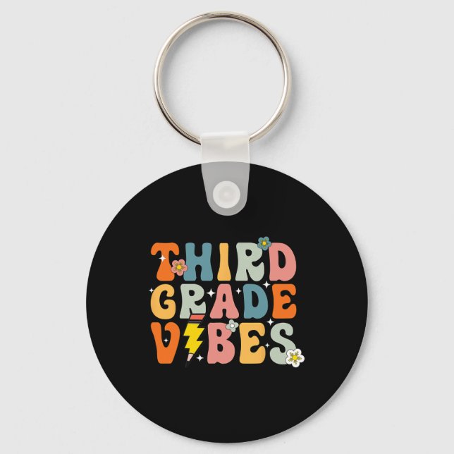 Third Grade Vibes Shirt 3rd Retro Back To School K Keychain (Front)