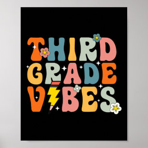 Third Grade Vibes Shirt 3rd Retro Back To School K Poster