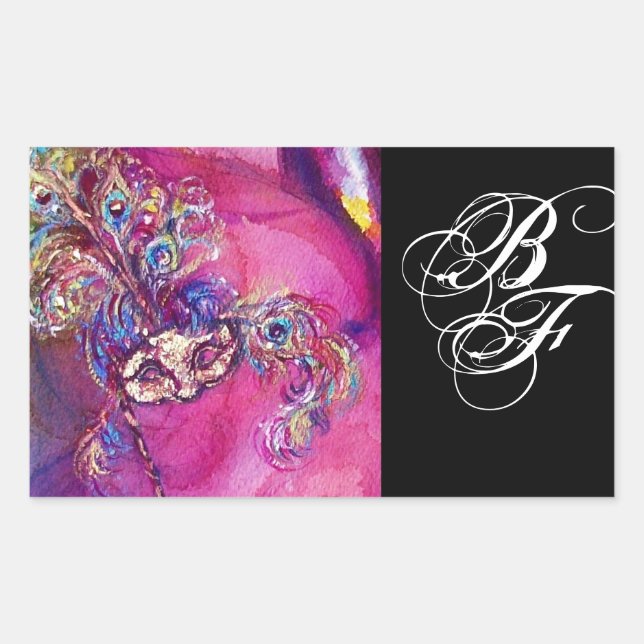 THIRD MASK Masquerade Monogram Fuchsia Black Sticker (Front)