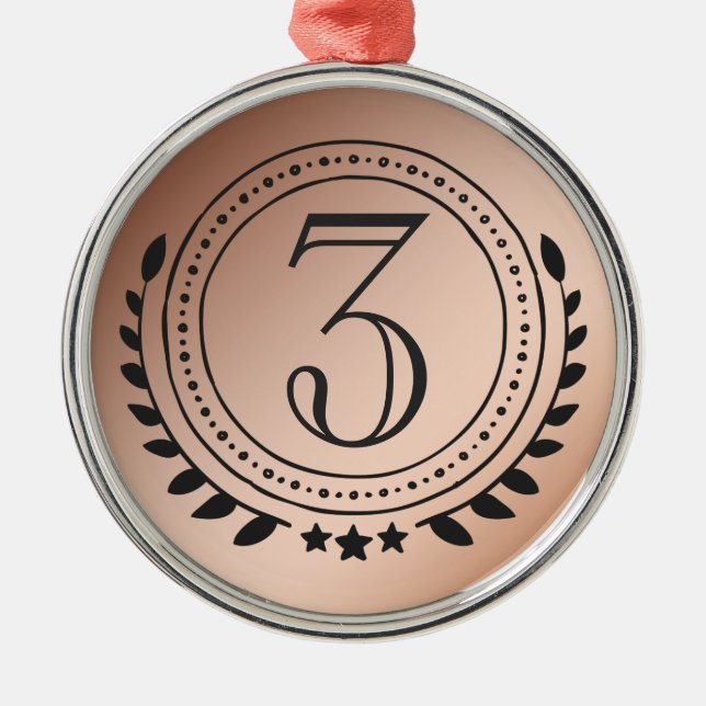 Third Place Honour Bronze Medal on Bronze Gradient Metal Ornament (Front)