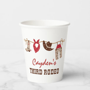 Third Rodeo Western Cowboy Birthday Paper Cups