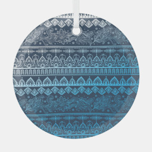 Third tribal ethnic, seamless pattern. glass ornament