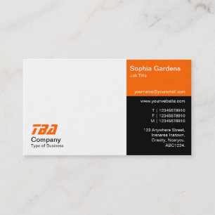 Thirds - White, Orange and Black Business Card