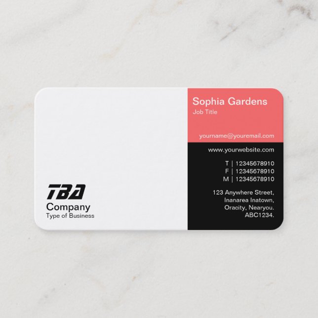 Thirds - White, Tropical Pink and Black Business Card (Front)