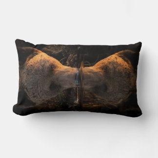 Thirsty Brown Bear at the creek Throw Pillow wide