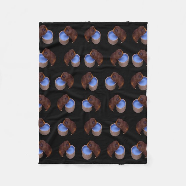 Thirsty Brown Guinea Pig Pattern, Fleece Blanket (Front)