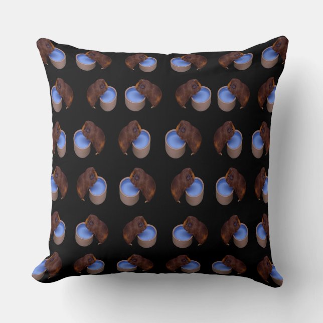 Thirsty Brown Guinea Pig Pattern, Throw Pillow (Front)