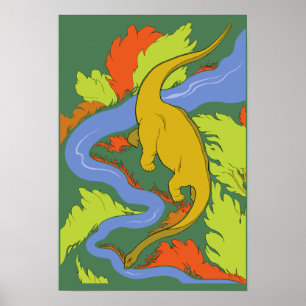 Thirsty diplodocus poster. poster