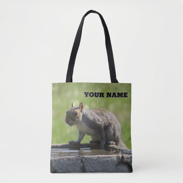 Thirsty Squirrel with your name Tote Bag   (Front)