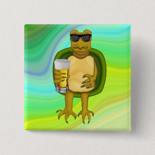 Thirsty Turtle 2 Inch Square Button