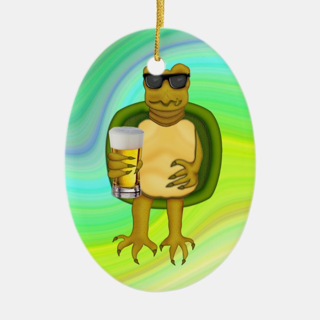 Thirsty Turtle Ceramic Ornament (Front)
