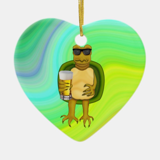 Thirsty Turtle Ceramic Ornament (Front)