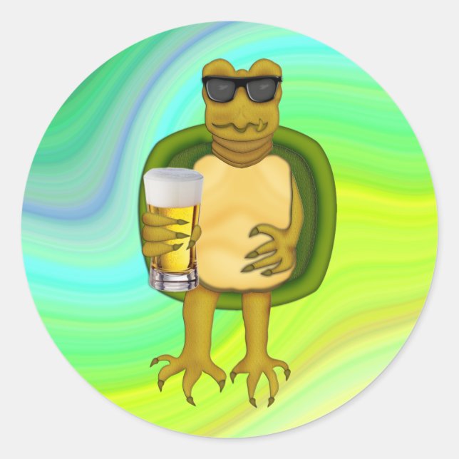 Thirsty Turtle Classic Round Sticker (Front)