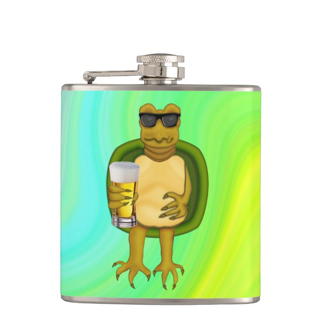 Thirsty Turtle Hip Flask (Front)