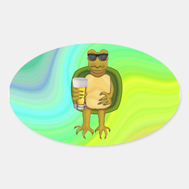 Thirsty Turtle Oval Sticker (Front)