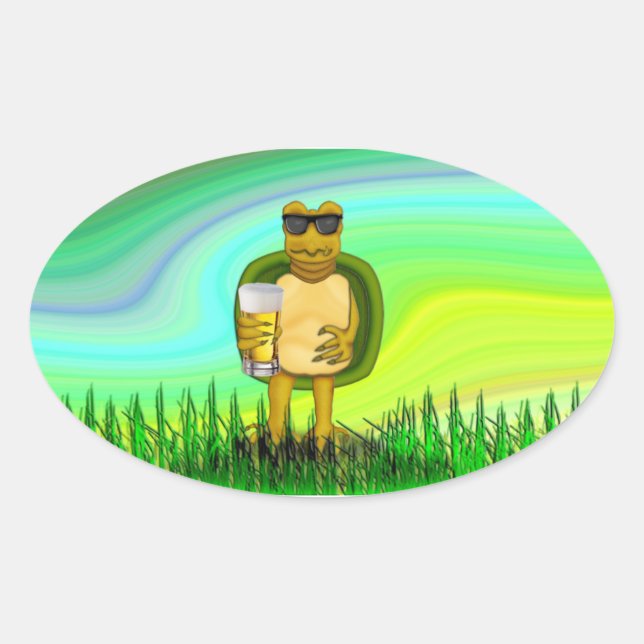 Thirsty Turtle Oval Sticker (Front)