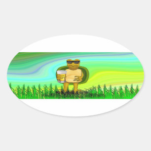 Thirsty Turtle Oval Sticker