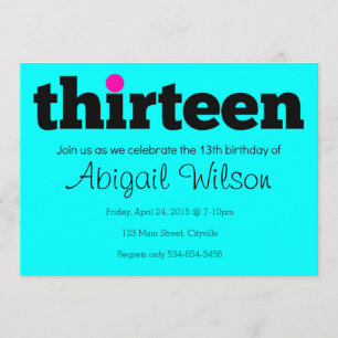 Thirteen- 13th Birthday Party Invitation
