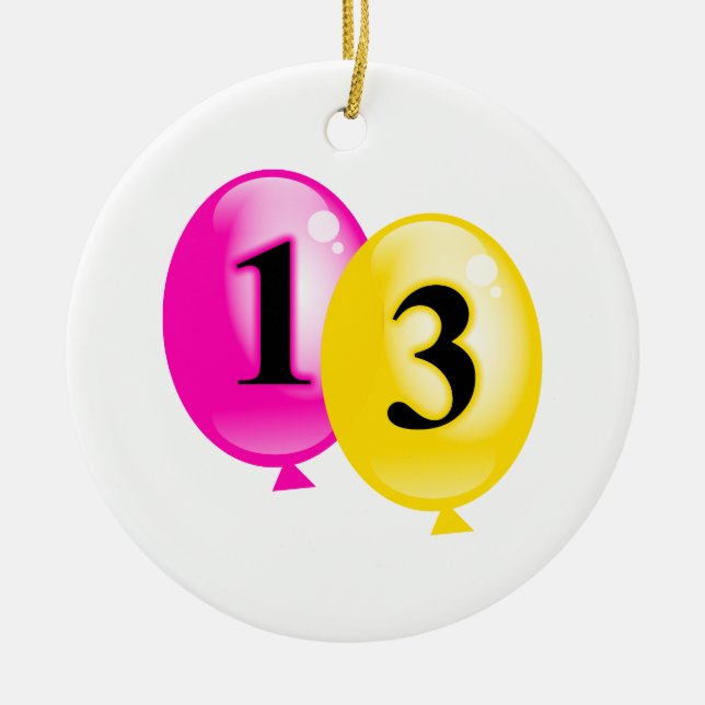 Thirteen Balloons Ceramic Ornament (Front)