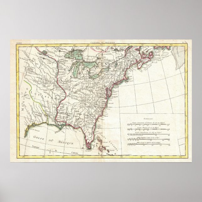Thirteen Colonies Vintage Map (1776) Poster (Front)