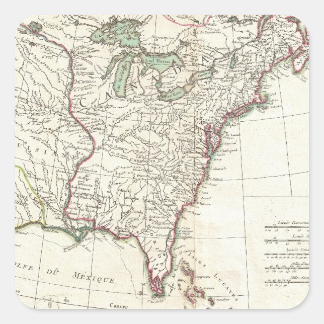 Thirteen Colonies Vintage Map (1776) Square Sticker (Front)