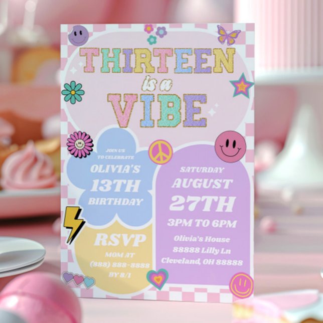 Thirteen Is A Vibe Patch 13th Birthday Party Invitation (Creator Uploaded)