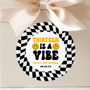 Thirteen Is A Vibe Retro 13th Birthday Party Classic Round Sticker