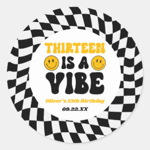 Thirteen Is A Vibe Retro 13th Birthday Party Classic Round Sticker