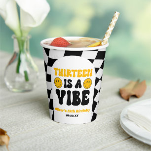 Thirteen Is A Vibe Retro 13th Birthday Party Paper Cups