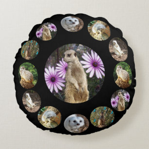Thirteen Meerkats Surprise, Round Cushion