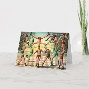 Thirteen Men Doing Acrobatics Card