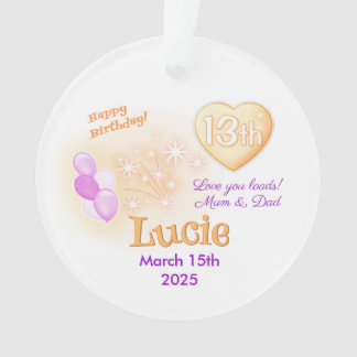 Thirteen Teenager Round 13th Birthday Girl Ornament