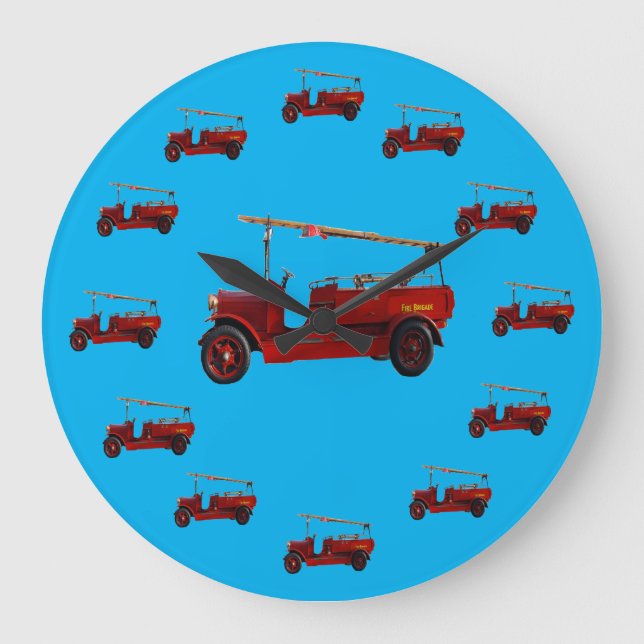 Thirteen Vintage Red Fire Trucks, Large Clock (Front)