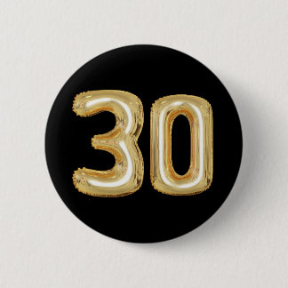 Thirty 30th birthday button gold foil balloons