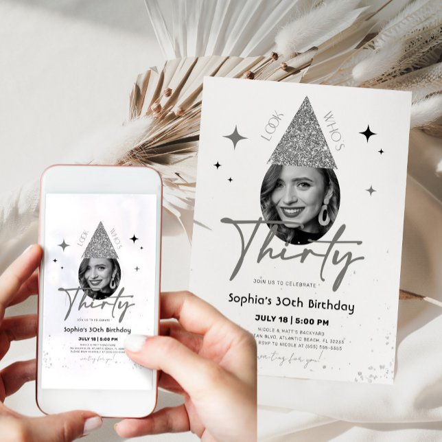 Thirty 30th Birthday Invitation with Photo Glitter (Thirty 30th Birthday Invitation with Photo Glitter)