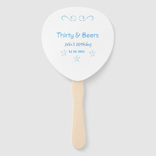 thirty and beers blue star spanish birthday name  hand fan
