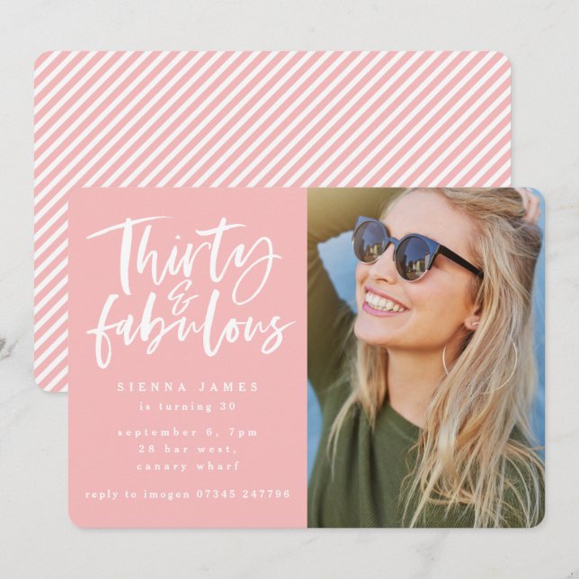 thirty and fabulous birthday party photo invite (Front/Back)