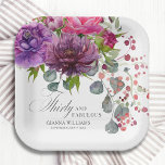 Thirty and Fabulous Elegant Floral 30th Birthday Paper Plate<br><div class="desc">Thirty and Fabulous Elegant Floral 30th Birthday Party Paper Plates features a stylish watercolor flower bouquet in pink,  purple and burgundy with greenery. Simply add your custom text for your thirtieth birthday party. Personalized by editing the text in the text boxes provided. Designed by ©Evco Studio www.zazzle.com/store/evcostudio</div>