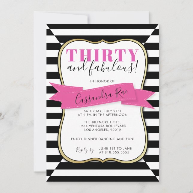 THIRTY AND FABULOUS | STRIPED INVITATION (Front)