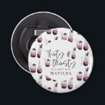 Thirty and thirsty 30th birthday party  bottle opener<br><div class="desc">Thirty and thirsty 30th birthday party decor. Featuring elegant watercolor illustrations of cocktails,  wine,  rose,  gin,  in beautiful plum purple,  greys and greens. A great fun design to celebrate your milestone.</div>