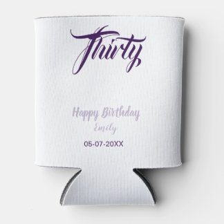 Thirty birthday 30th purple pastel name date styli can cooler