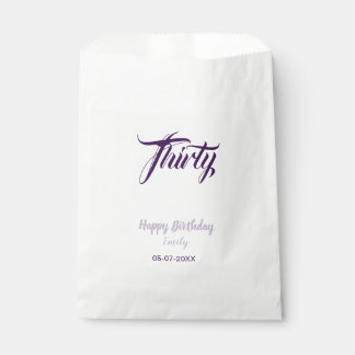 Thirty birthday 30th purple pastel name date styli favour bag