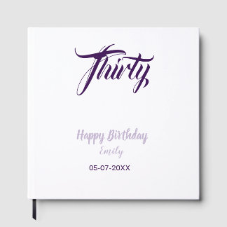 Thirty birthday 30th purple pastel name date styli guest book