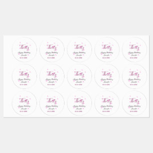 Thirty birthday pink glitter stars black 30th date