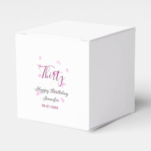 Thirty birthday pink glitter stars black 30th date favor box