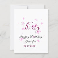 Thirty birthday pink glitter stars black 30th date