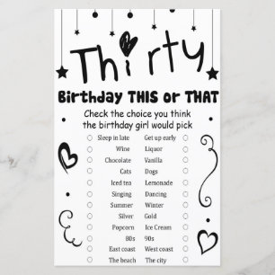 Thirty Birthday this or that game