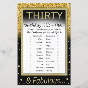 Thirty Birthday This or That Game