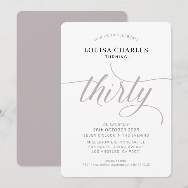 THIRTY elegant birthday chic modern mushroom Invitation (Front/Back)